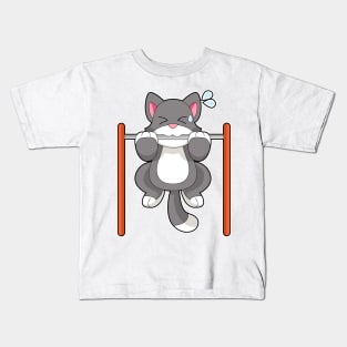 Cat Fitness Pull ups Sports Kids T-Shirt